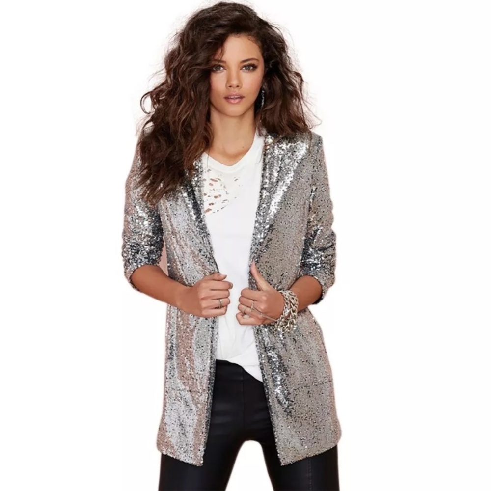 Silver Sequins Blazer Lightweight